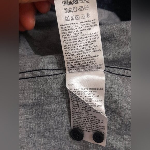 Z Zegna - Mens Floral Casual Button Down Shirt - Blue - 15 3/4 - Picture 9 of 10